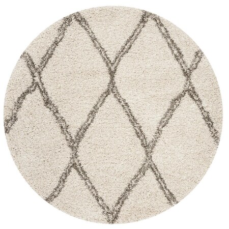 Safavieh Hudson Shag 300 Power Loomed Round Area Rug; Ivory & Grey - 7 x 7 ft. SGH329A-7R
